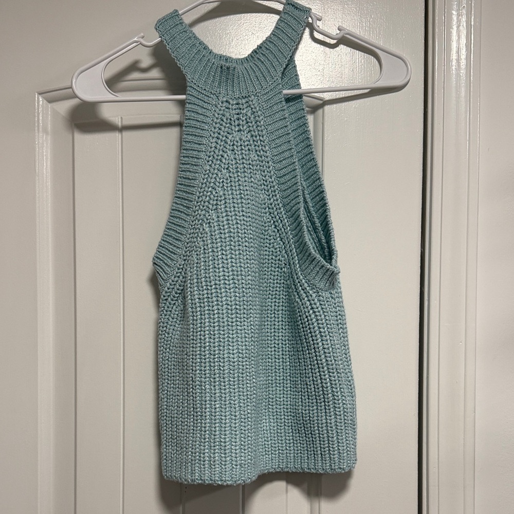 Anthropologie Light Blue Knit Tank Top